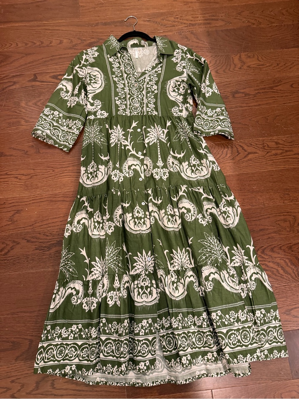 Sz S Green and White Printed Women’s boutique Dress